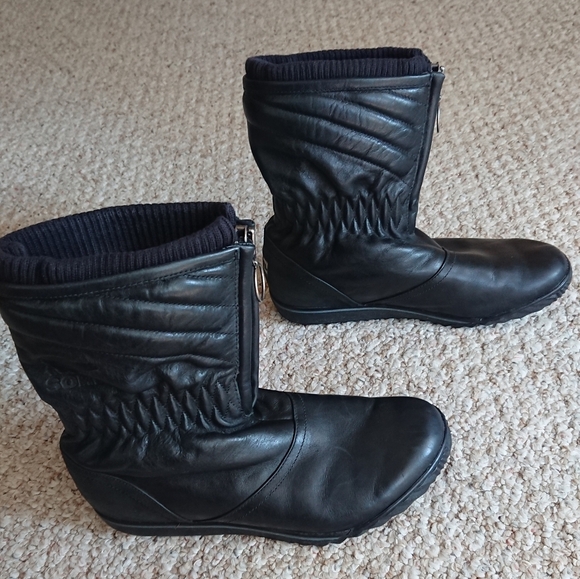 Sorel Black Leather Quilted Winter Calf High Boots Size 8 - Picture 11 of 16